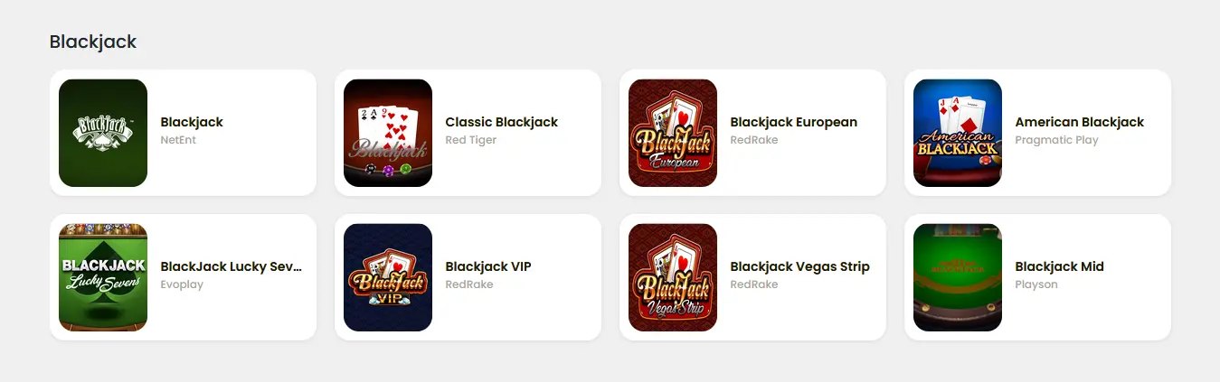 Blackjack-Tisch in der Orozino Casino App
